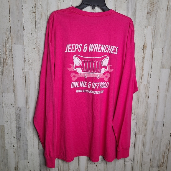Jerzees Heavyweight Long Sleeve Pink Tshirt Graphic Jeeps & Wrenches - Picture 8 of 8